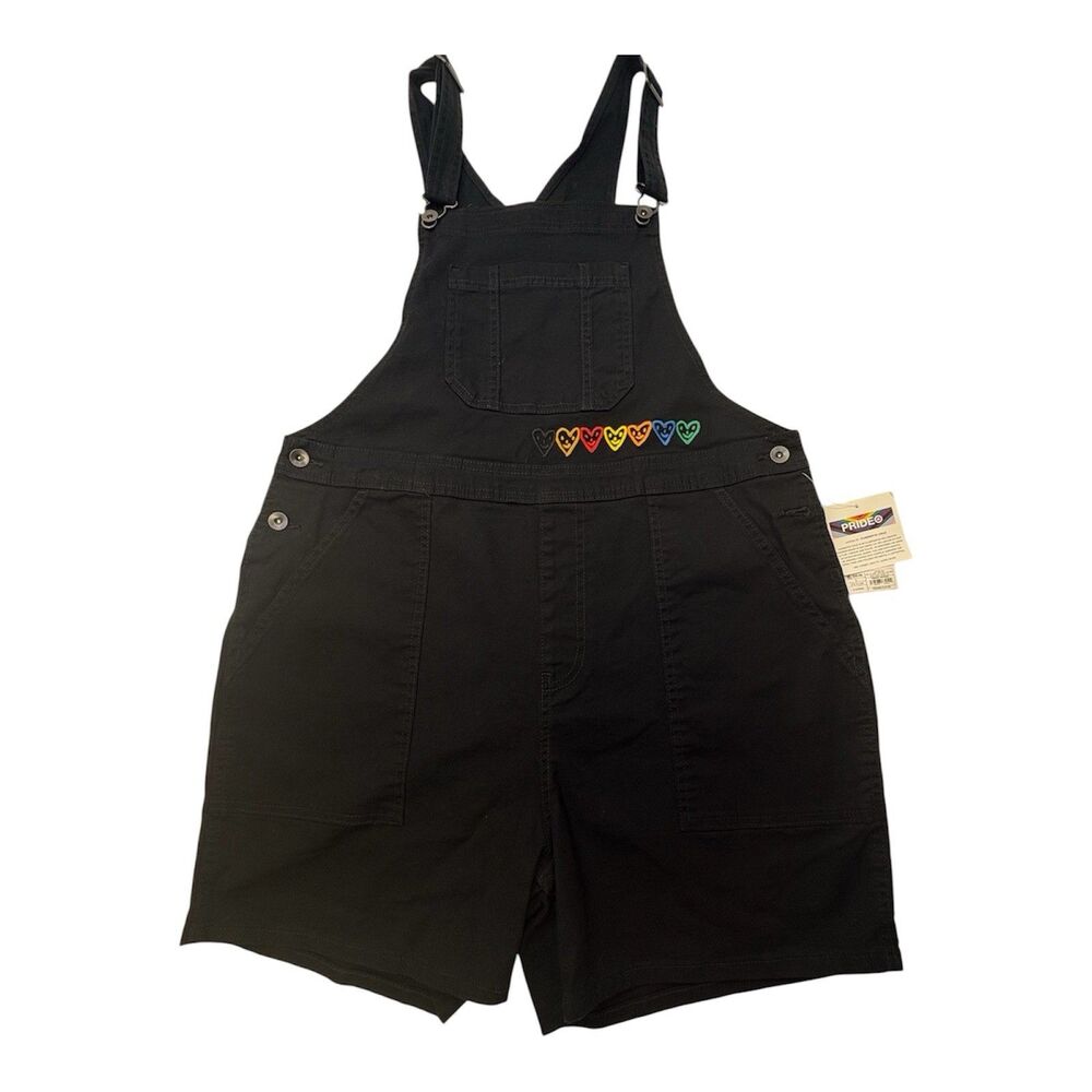 PRIDEO Target Humberto Cruz Womens Shortalls Size L Black Pride Rainbow Overalls